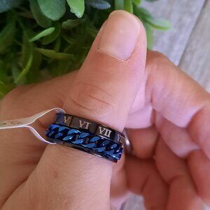 Men's Stainless Steel Spinner Ring NWT! - Roman Numerals, Size 7